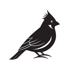 Flat Style Cardinal Perched Calm Bird Silhouette