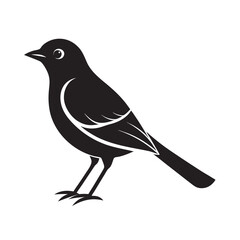 Obraz premium Flat Style Nightingale Singing Bird Silhouette Design