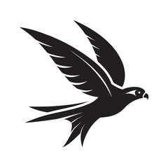 Flat Style Falcon Diving Bird Silhouette Illustration