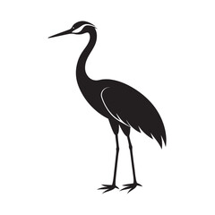Obraz premium Flat Style Crane Standing Bird Silhouette Artwork