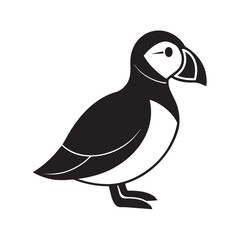 Obraz premium Flat Style Puffin Coastal Bird Silhouette Design