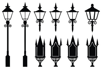 Set of Mid-Century Retro Street Lamps with Round Globe Lights