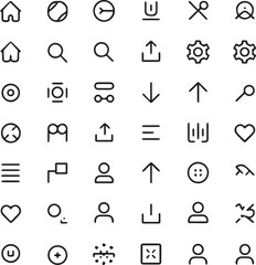 Essential Web  Navigation Icon Set  User Profile Settings Search and Interface Line Icons