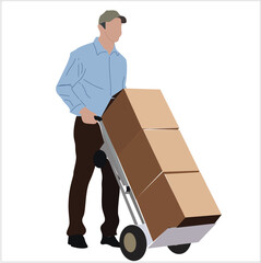 package man carrying a trolley

