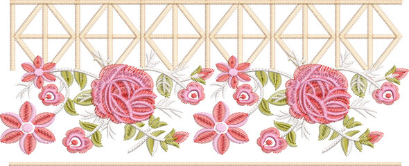  New art work Neck line shirt motif bunch lace border Embroidery Design Pattern Patch floral ornament textile ethnic flowers and leafs plants colur full design seleves and patti Embroidery design © Ahmad