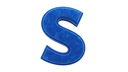 Isolated Blue Letter S, Upper Case Serif, 3D Rendering, Shiny, Artistic and Stylish