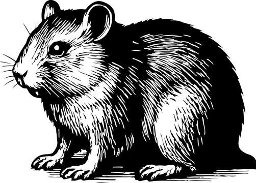 Vintage engraving of a small rodent likely a vole or field mouse.
