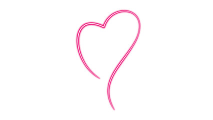 A minimalist and fluid pink heart outline gracefully presented on a clean white background