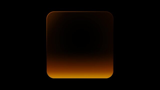 A square glass button with a warm golden glow at the bottom edge stands out against a deep black background for a premium and elegant interface feel