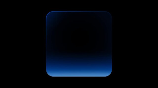 A modern square glass button with a cool blue glow at the base is positioned on a dark background representing a calm and professional tech element