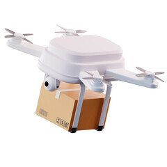 3D Illustration Box And Drone