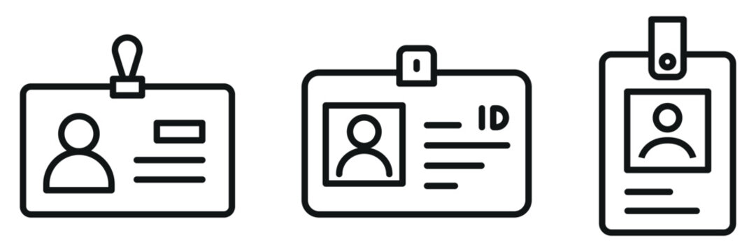 Card ID Icon Set &ndash; Outline and Minimal Identification, Profile, and Security Symbols for UI and Interface Design
