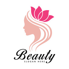 Beauty Company Logo Design Featuring Elegant Person Silhouette Vector