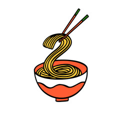 Bowl of ramen noodles with chopsticks