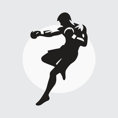 Black Silhouette boxer punching