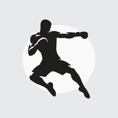 Black Silhouette boxer punching