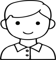 Obraz premium Simple line art illustration of a happy boy with short hair and a collared shirt Vector