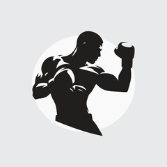 Black Silhouette boxer punching