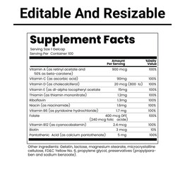 Nutrition Facts, Nutrition Facts Label, Supplement facts, Nutrition List, Vitamin Facts, Supplement list, Nutrition Template, Supplement Template 
