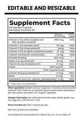 Nutrition Facts, Nutrition Facts Label, Supplement facts, Nutrition List, Vitamin Facts, Supplement list, Nutrition Template, Supplement Template 