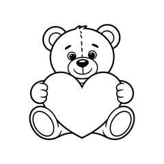 Cute teddy bear holding heart with love and affection