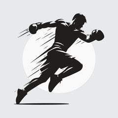 Black Silhouette boxer punching