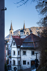 Obraz premium Brunico. Advent amidst the freezing days of winter. The magic of Christmas.