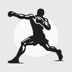 Black Silhouette boxer punching