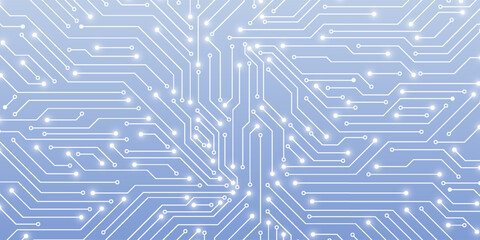 AI chip glows bright white and pink neon light. Tech background. Circuit board layout. Artificial Intelligence innovation concept. Computer chip or semiconductor on futuristic vector illustration.