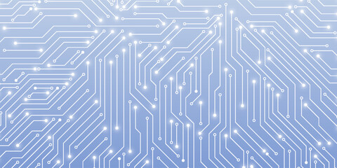 AI chip glows bright white and pink neon light. Tech background. Circuit board layout. Artificial Intelligence innovation concept. Computer chip or semiconductor on futuristic vector illustration.