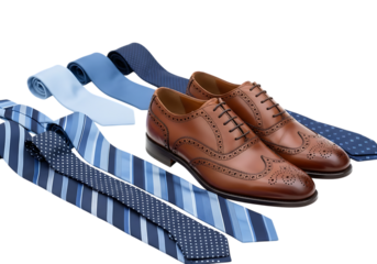 Classic men s dress shoes and striped ties