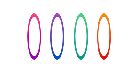 Glowing neon rings isolated on transparent background
