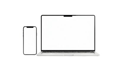 Laptop and smartphone isolated on transparent background