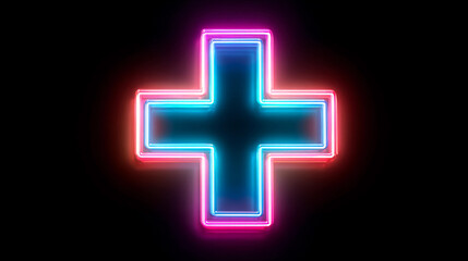 Obraz premium Neon cross sign glowing in multiple colors at night
