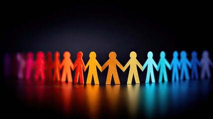 Colorful paper figures holding hands representing diversity and unity