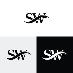s w initial monogram vector icon illustration