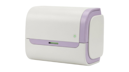 Isolated label printer for office or home use, compact printing, modern style gadget