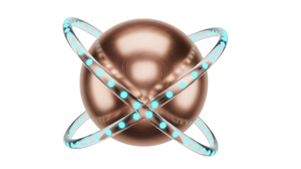 Isolated conceptual sphere with glowing rings, technological abstraction, future innovation