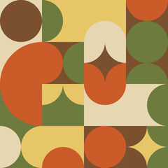 Geometric Circle & Square Seamless Pattern vector