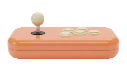 Isolated analog joystick with round button, retro style game controller for entertainment needs