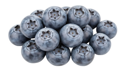 Isolated pile of ripe blueberries, a healthy organic fruit that is enjoyed in desserts