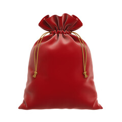 Red Drawstring Bag Isolated on White Background