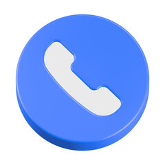 3d rendering icon call blue button