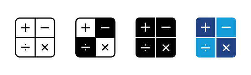 Mathematics icon set multiple style collection