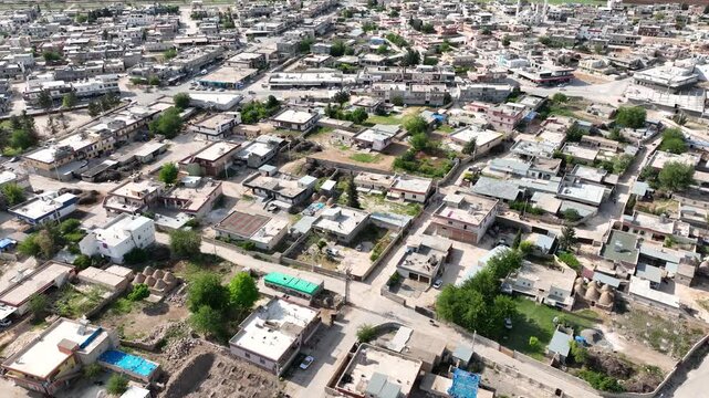 Aerial drone view of Harran district townscape in Sanliurfa Turkey