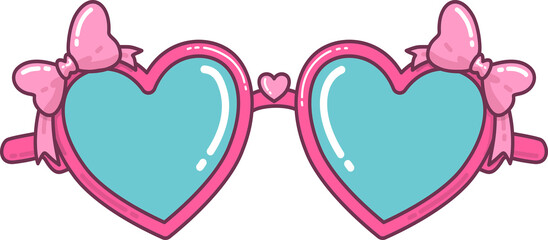 Pink Heart-Shaped Glasses with Bows Decoration