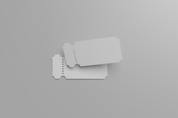 two floating ticket display on grey background