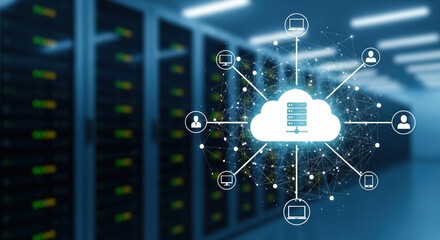 Cloud Computing Global Network Connecting Devices and Users in a Data Center Environment