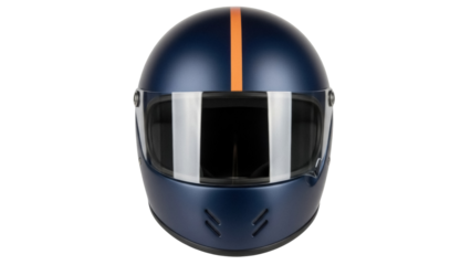 Isolated Navy Racing Helmet with Orange Stripe for Motorsports and Protective Gear, Modern Style