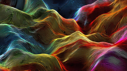 Obraz premium A mesmerizing abstract landscape in vibrant, colorful hues, suggesting mountains